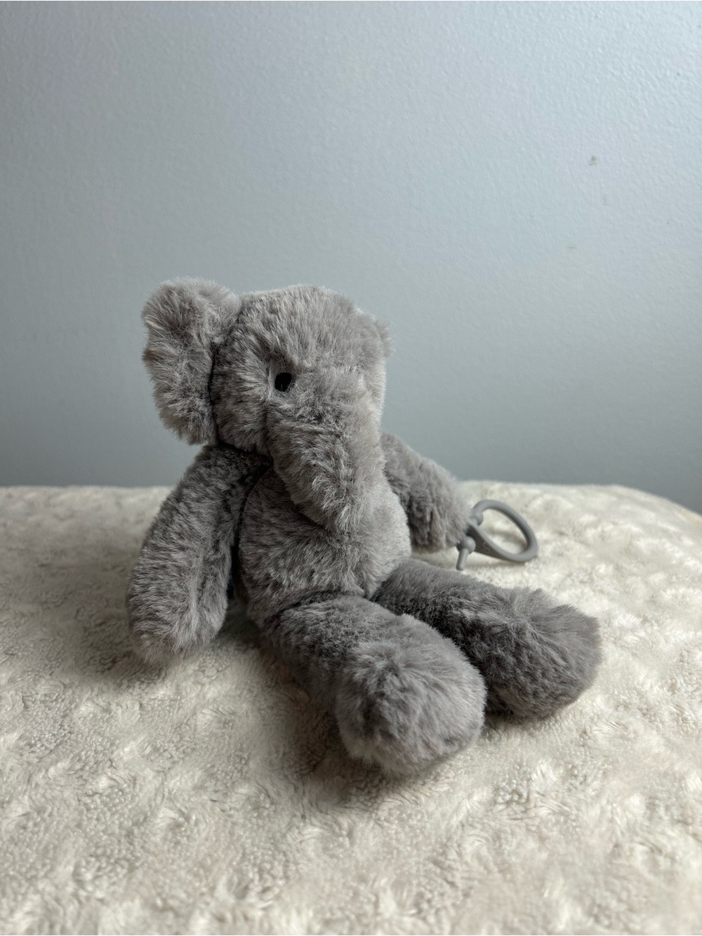 Ryan & Rose Gray Elephant Plush Stuffed Animal Lovey Pacifier Holder Teether